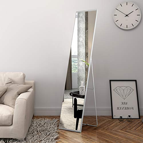 OGCAU Full Length Mirror Standing Wall Mounted Mirror, Standing Mirror, Full Body Mirror, Hanging or Leaning Against Wall, Floor Mirror for Bedroom, Living Room, Dressing Room -White 59'×12'