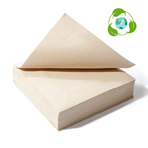 Recycled Post Consumer Napkins, Compostable Unbleached Eco Lunch Napkins, 50 PCS Disposable Dinner Napkin