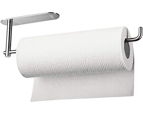 Paper Towel Holder 12 Inch -JSK Self Adhesive Paper Towel Rack Under Cabinet Mount for Kitchen Large Roll Paper, Stainless Steel