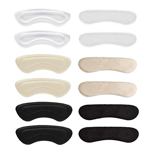 6 Pairs Heel Cushion Pads - Reusable Soft Shoe Pads & Self-Adhesive Foot Care Protector Grips Liners Loose Shoes - Heel Pain Relief Bunion Callus Blisters