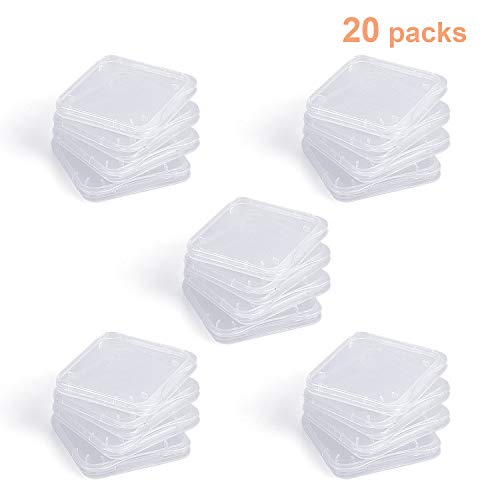 SD Card Holder, WOVTE Plastic SD MMC SDHC PRO Duo Memory Card case Holder Jewelery Case Transparent White Pack of 20