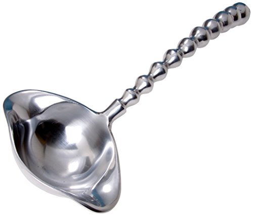 KINDWER Solid Aluminum Beaded Ladle, 14-Inch, Silver