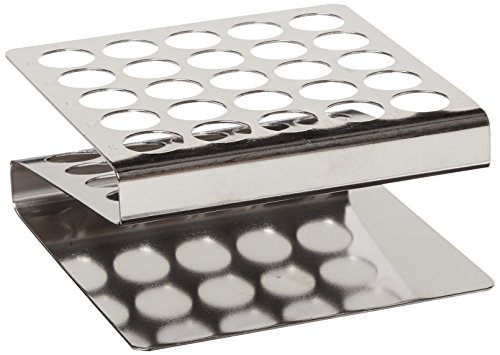 Globe Scientific 457200 Stainless Steel 'Z' Shape Tube Rack, 16/17mm Tubes, 25-Place