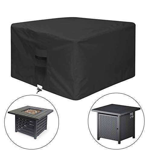 venrey Fire Pit Cover Square 32”x 32”x 24”, 600D Heavy Duty Waterproof Breathable Oxford Fabric Patio Fire Table Cover, Fits for 28/30/31/32 Inch Fire Pit/Table, Indoor/Outdoor - Black