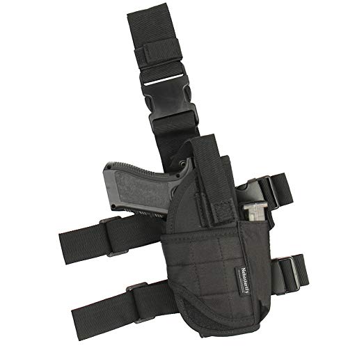 Nehostertfy Adjustable Leg Holster, Black Tactical Thigh Holster for Pistols with Magazine Pouch