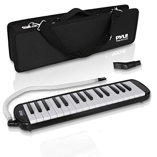 Professional Mouth Piano Melodica Instrument - Mouth Keyboard Piano Organ Melodica Set w/Mouthpiece, Tube Accessories, for Beginner or Band - Pyle (Black)