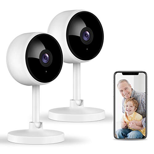 Home Security Camera, Littlelf 1080P Indoor WiFi Surveillance IP Camera with Manual Night Vision, 2-Way Audio, Human Motion Dectetion for Pet/Office/Baby Monitor, Worked with Alexa - 2 Pack