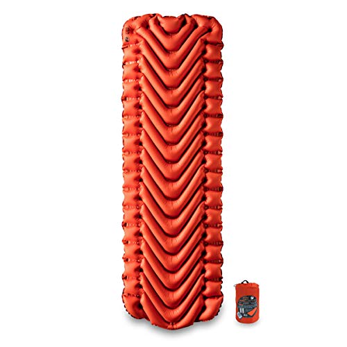 KLYMIT INSULATED STATIC V Sleeping Pad, Lightweight, Outdoor Sleep Comfort for Backpacking, Best Gear for Cold Weather Camping, and Hiking, Inflatable Camping Mattress