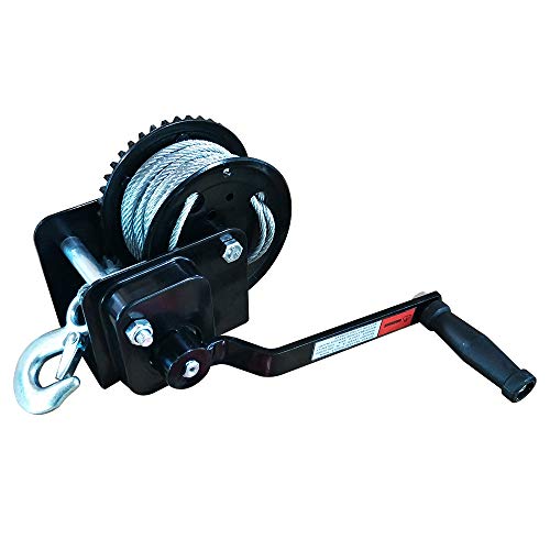 OPENROAD 1200lbs Brake Winch with Steel Cable, Trailer Boat Winch with Handle Crank,Manual Winch for Pulling,Automatic Brake Lifting Winch