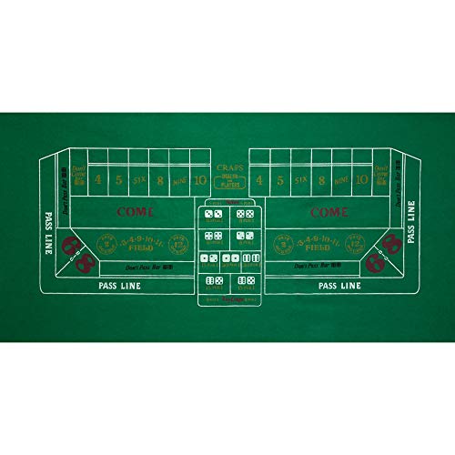 GSE Games & Sports Expert 36x72 Craps Casino Table Top Felt Layout Mat (Green)