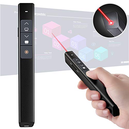 VicTsing Wireless Presenter, USB PowerPoint Clicker 2.4GHz , 300FT Long Range Presentation Pointer with Anti-Lost Magnetic Mini USB Receiver, Plug & Play