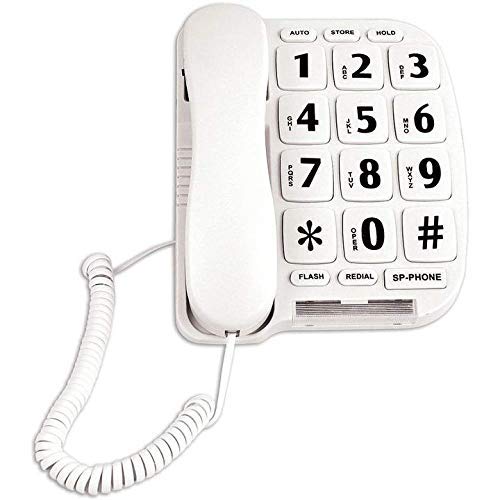 JeKaVis JF11W Big Button Corded Phone for Elderly Amplified Phones for Hearing Impaired Seniors with Loud Handsfree Speakerphone