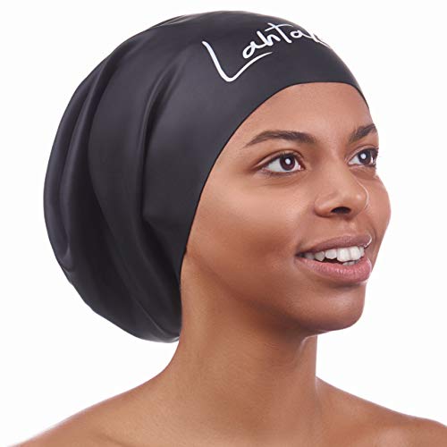 Swim Cap - Large Swim Caps for Long Hair - Swim Cap Women - Swimming Cap - Swimming Caps for Women - Long Hair Swim Cap - Swim Hat - Afro Swimming Cap - Afro Swim Cap (Black XL)