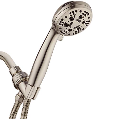 AquaDance High Pressure 6-Setting Full Brushed Nickel Handheld Shower with Hose for the Ultimate Shower Experience! Officially Independently Tested to Meet Strict US Quality & Performance Standards!