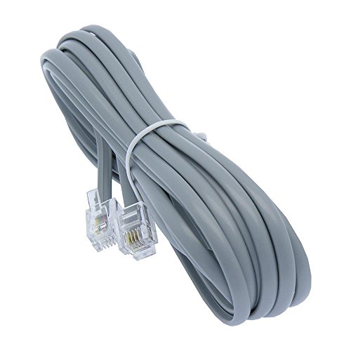 25ft Heavy Duty RJ11 / RJ14 Silver Satin 4 Conductor Telephone Line Cord by Corpco