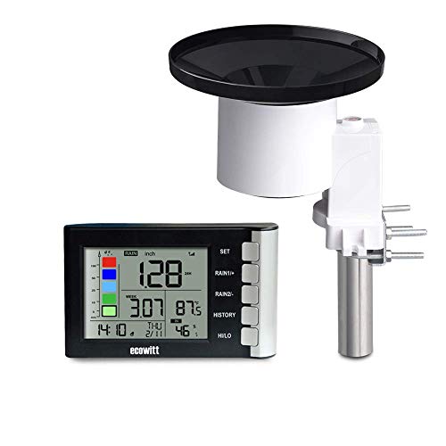 ECOWITT WH5360B High Precision Digital Rain Gauge Wireless Self-emptying Collector with Rainfall Alert Rainfall History Indoor Temperature Humidity