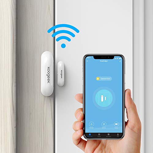 Koogeek Door Window Sensor,Open Entry Smart WiFi Sensor Contact Door Window Sensor, Notification Reminder Alexa for Voice Control, No Hub Required, Replaceable Battary, Remote Control, 1 Pack