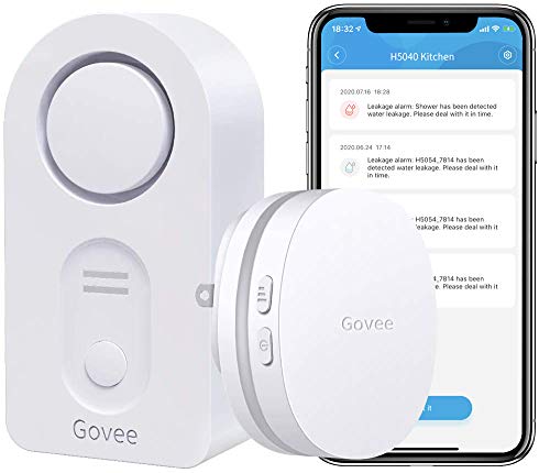 Govee WiFi Water Leak Detector, Smart APP Leak Alert, Wireless Water Sensor and Alarm with Email, Notification, App Alerts, Remote Monitor Leak for Home Security Basement - Doesn't Support 5G WiFi