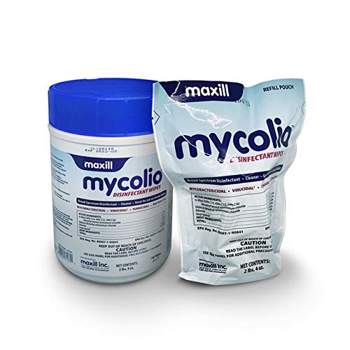Mycolio Hospital Grade Disinfectant Wipes - 6' x 7' - Disinfecting Antibacterial Sanitizing Cleaning Wipes - 1 Canister + 1 Refill Pouch Combo