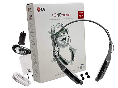 LG Tone HBS-510 Triumph Black - Bluetooth Wireless Stereo Headset 510 with 1.2Amp Quick Wall/Car Charger (US Retail Packing Kit)