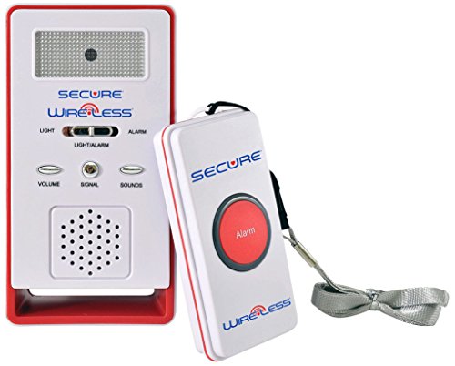 Secure SWCB-1 Wireless Remote Nurse Alert System - SOS Help Pendant Call Button and Caregiver Pager Kit - 500+ Ft Range … (1 Transmitter Set)
