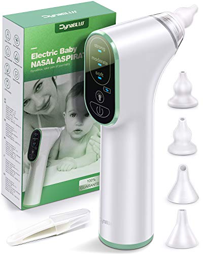 Baby Nasal Aspirator Electric, DynaBliss Baby Nose Sucker with 4 Medical Silicone Tips and 3 Suction Levels, Rechargeable Nasal Aspirator Newborn Includes Nasal Tweezers