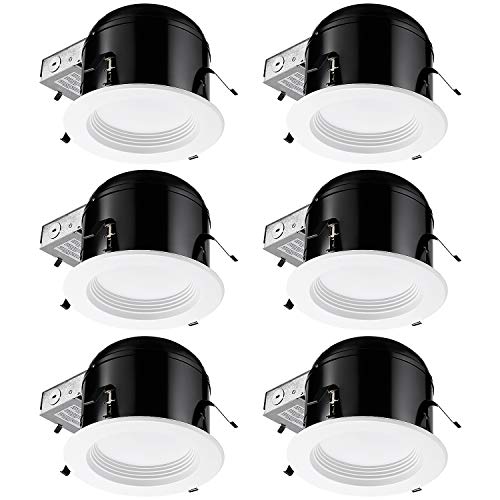 TORCHSTAR 6 Inch Dimmable Recessed Lighting Kit, Remodel Recessed Housing + 15W Retrofit Downlight, Baffle Trim, CRI90+, 5000K, ETL& Energy Star Listed, Air Tight & IC Rated, Wet Location, Pack of 6