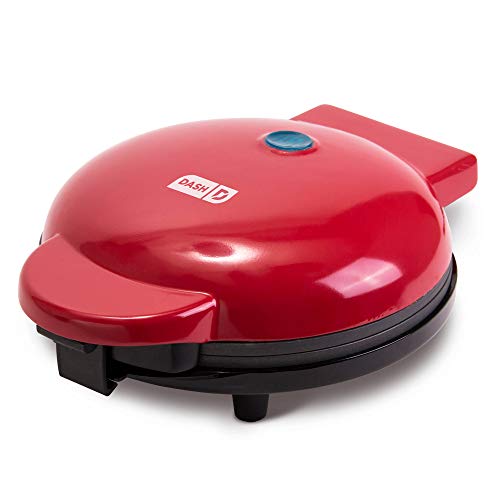 Dash DMG8100RD 8” Express Electric Round Griddle for Pancakes, Cookies, Burgers, Quesadillas, Eggs & other on the go Breakfast, Lunch & Snacks, with Indicator Light + Included Recipe Book, Red