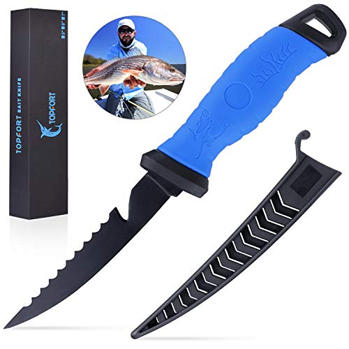 TOPFORT Outdoors Fillet Knife, 5 inch Bait Knife, Fishing Knife with Razor Sharp Stainless Steel Blade…
