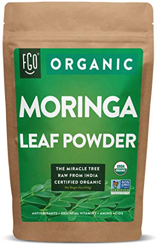 Organic Moringa Oleifera Leaf Powder | Perfect for Smoothies, Drinks, Tea & Recipes | 100% Raw From India | 16oz Resealable Kraft Bag (1 Pound) | by FGO