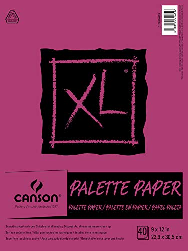 Canson Foundation Disposable Palette Pad, Coated Paper, Fold Over, 9 x 12 Inch, 40 Sheets, 9' x 12'