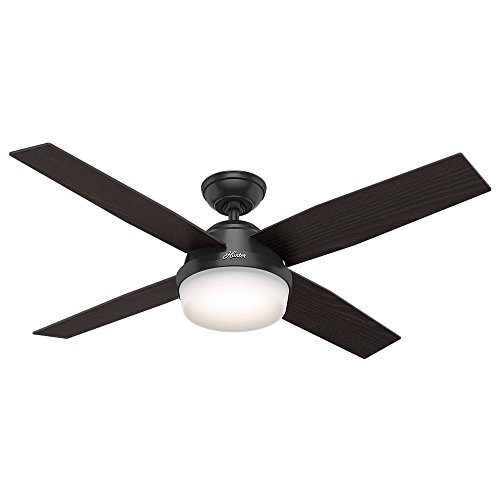 Hunter Dempsey Indoor / Outdoor Ceiling Fan with LED Light and Remote Control, 52', Black