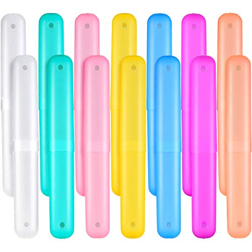 14 PCS Travel Toothbrush Case Holder Plastic Toothbrush Case Toothbrush Container Travel Toothbrush Storage Box Color Toothpaste Holder Case for Home Outdoor Supplies