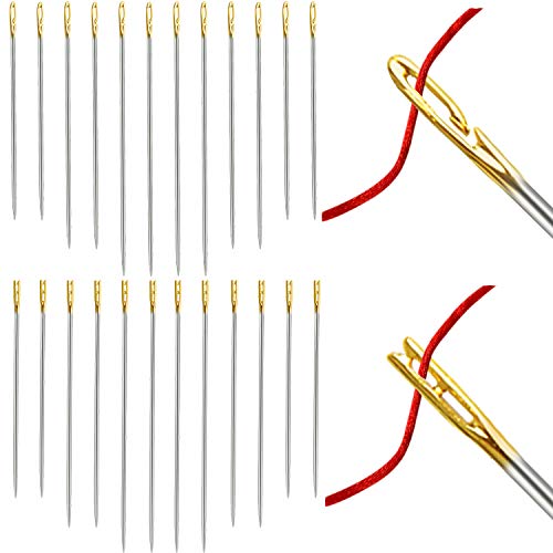 Self Threading Sewing Needles - 48pcs Sewing Needles Self Threading Needles Stitching Pins Easy Threading Needle Side Hand Sewing Needles