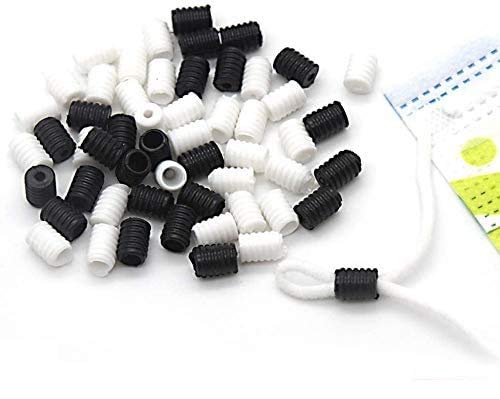200Pcs Cord Locks Silicone for Drawstrings Elastic Cord Rope Adjuster Non Slip Stopper（100 Black and White）