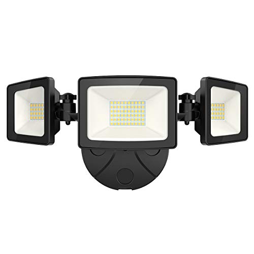 Onforu 50W LED Security Light, 5000LM Super Bright Outdoor Flood Light Fixture with 3 Adjustable Heads, IP65 Waterproof, 5000K White Wall Mount Security Light for Eave, Yard, Exterior Garden, Porch