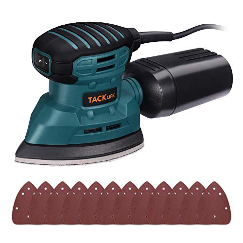 TACKLIFE Mouse Detail Sander 12,000 OPM, New Model Electric Sander with Dust Collection System, 12Pcs Sandpapers, Vacuum Cleaner Connecting Pipe, Ideal for Tight Spaces Home Decoration, PMS01AS