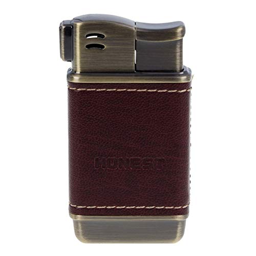 Kywa Honest Tobacco Pipe Lighter - Genuine Leather Adjustbale Soft Flame Refillable Butane Gas Lighter - Boxed