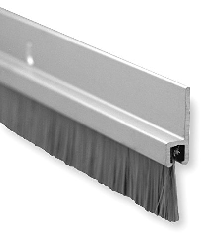 Pemko Brush Door Bottom Sweep, Clear Anodized Aluminum with 0.625' Gray Nylon Brush insert, 0.25' Width, 1.375' H x 48' L - 18061CNB48