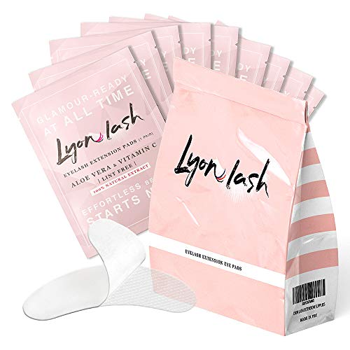 100 Pairs Eyelash Extension Under Eye Gel Pads by Lyon Lash - Lint Free with Aloe Vera Hydrogel Eye Patches, Premium Eyelash Extension Supplies & Beauty Tools, Fit Most Eye Shape, Stick Well