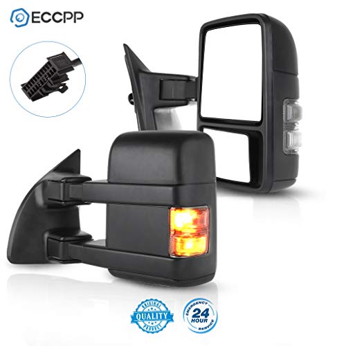 ECCPP for Ford Exterior Automotive Mirrors by Towing Mirrros Replacement fit for Super Duty F250 F350 F450 F550 1999-2015 with Smoke Turn Signal Telescopic