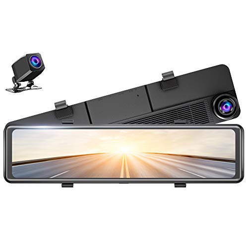AKASO DL12 2.5K Mirror Dash Cam 12' Touch Screen Front and Rear Dual Dash Camera for Cars Enhanced Night Vision Backup Camera with Sony Starvis Sensor GPS G-Sensor Parking Assistance