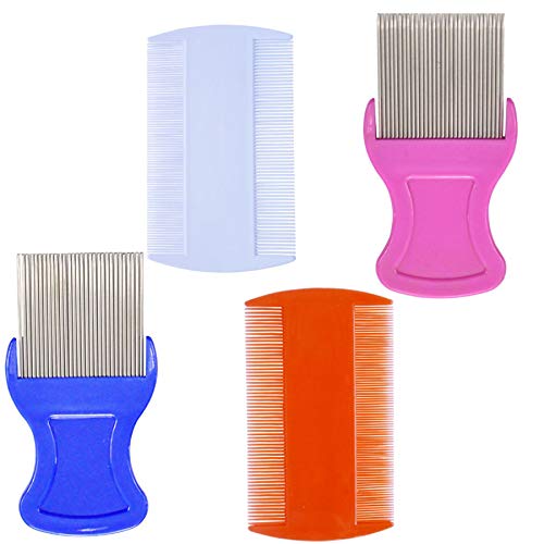 4 Pcs Head Hair Comb Including 2 Pieces Hair Comb Double Sided 2 Pieces Removal Dandruff Comb with Metal Teeth