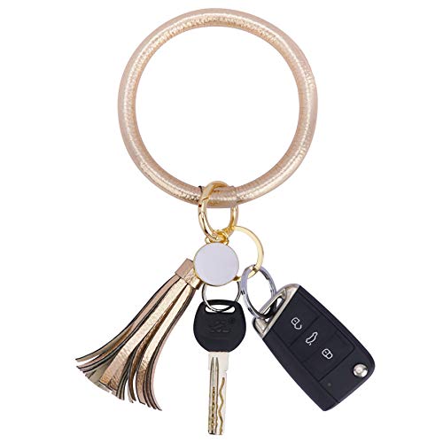 Tifanso Key Ring Bracelets Wristlet Keychain Bangle Keyring for Women (Rosegold)