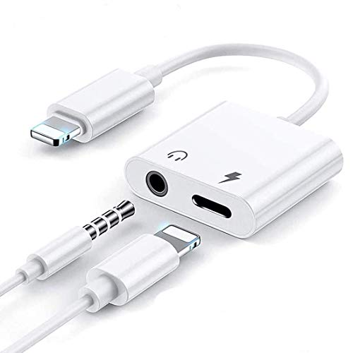 Headphone Adapter 3.5mm Charger Jack Adapter for iPhone Dongle for iPhone 11/8/8 Plus / 7/7 Plus/Xs/Xs Max/XR Aux Adapter 2 in 1 Accessory Splitter Dongle Accessory Connector Earphone Adaptor