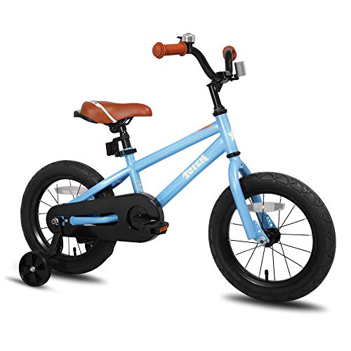 JOYSTAR 16 Inch Ride-On Kids Bike with Coaster Braking, Training Wheels & Kickstand, Blue