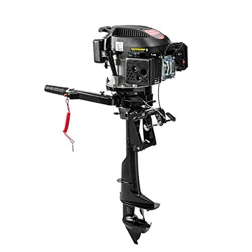 4 Stroke 6HP Gasoline Outboard Motor Durable Corrosion-Proof Boat Engine Brushless Motor Manual Tilt Control Outboard Boat Engine for Inflatable Kayaks Fishing Boats Sailboats CDI System Air Cooling