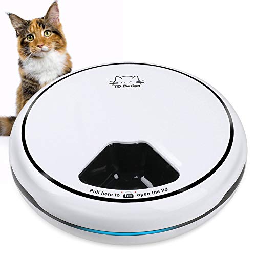 TDYNASTY DESIGN 5 Meal Automatic Cat Feeder, Cat Dog Trays Dry Wet Food Dispenser, Auto Pet Feeder Cats with Programmable Timer, Auto Cat Feeders - Cat Mate Feeder 5x145g