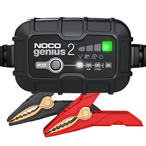 NOCO GENIUS2, 2-Amp Fully-Automatic Smart Charger, 6V And 12V Battery Charger, Battery Maintainer, And Battery Desulfator With Temperature Compensation
