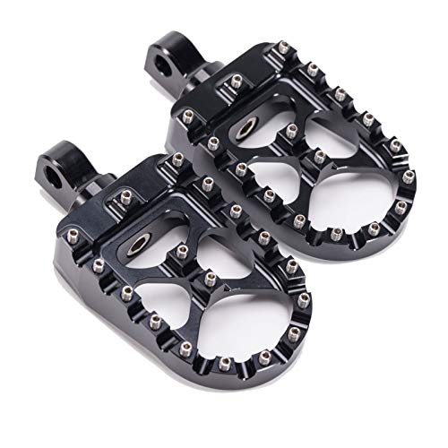 Hopider CNC Wide Foot Pegs 360° Roating MX Chopper Bobber Style for harley Dyna Sportster Fatboy Iron 883,Black